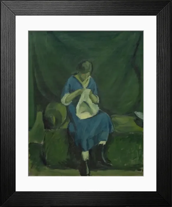 Framed Print : A Young Girl Sewing, 1915. Creator: Harald Giersing Framed Print : A Young Girl Sewing, 1915. Creator: Harald Giersing