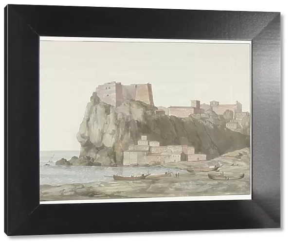 Rock and town of Scilla in the Calabria region on the west coast, 1778. Creator: Louis Ducros
