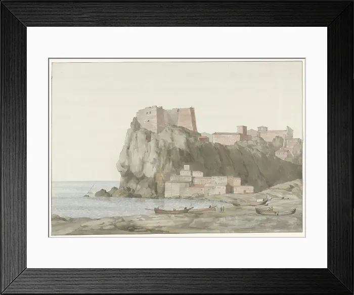 Framed Print : Rock and town of Scilla in the Calabria region on the west coast, 1778. Creator: Louis Ducros Framed Print : Rock and town of Scilla in the Calabria region on the west coast, 1778. Creator: Louis Ducros