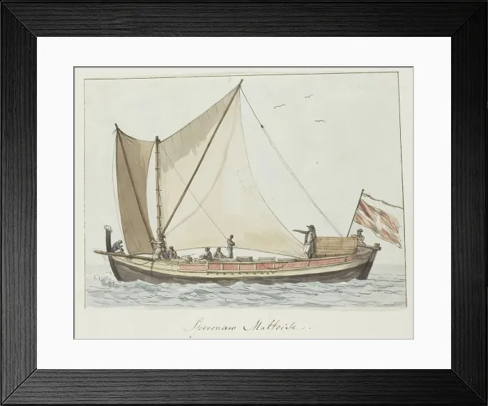 Framed Print : Speronare ship from Malta, 1778. Creator: Louis Ducros Framed Print : Speronare ship from Malta, 1778. Creator: Louis Ducros