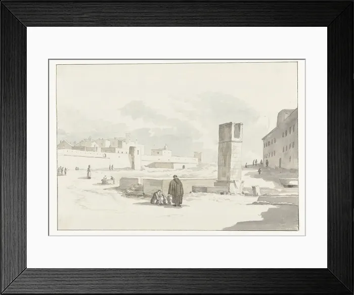 Framed Print : Cityscape in Giovinazzo, 1778. Creator: Louis Ducros Framed Print : Cityscape in Giovinazzo, 1778. Creator: Louis Ducros