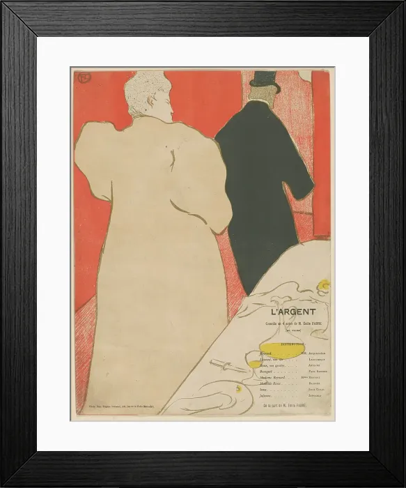 Framed Print : Programme pour L'Argent, 1895. Creator: Toulouse-Lautrec, Henri, de (1864-1901). Programme pour L'Argent, 1895. Creator: Toulouse-Lautrec, Henri, de (1864-1901)