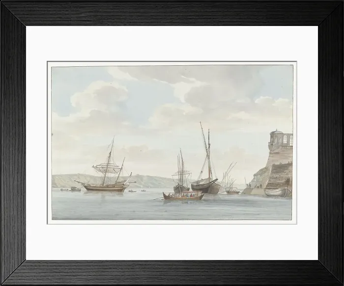 Framed Print : Pavilion of the Grand Master's Palace towering over the harbour, Malta, 1778. Creator: Louis Ducros Framed Print : Pavilion of the Grand Master's Palace towering over the harbour, Malta, 1778. Creator: Louis Ducros