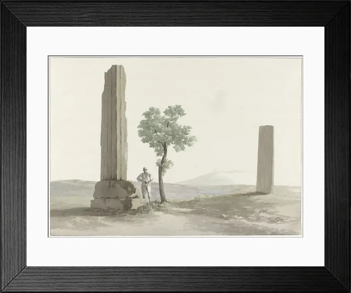 Framed Print : Two fragments of columns of the Temple of Olympian Zeus half a mile from the river... 1778. Creator: Louis Ducros Framed Print : Two fragments of columns of the Temple of Olympian Zeus half a mile from the river... 1778. Creator: Louis Ducros