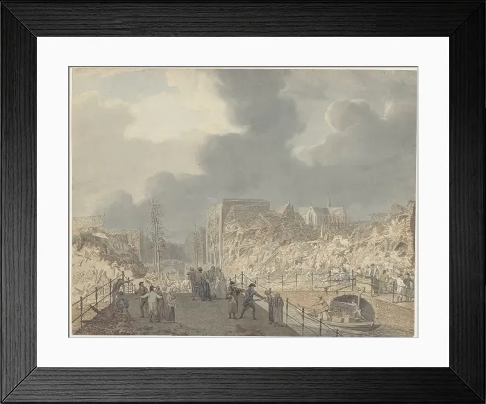 Framed Print : View of the ruins...after the explosion of the powder ship on Jan 12, 1807, (1807-1809). Creator: Jan Willem Pieneman Framed Print : View of the ruins...after the explosion of the powder ship on Jan 12, 1807, (1807-1809). Creator: Jan Willem Pieneman