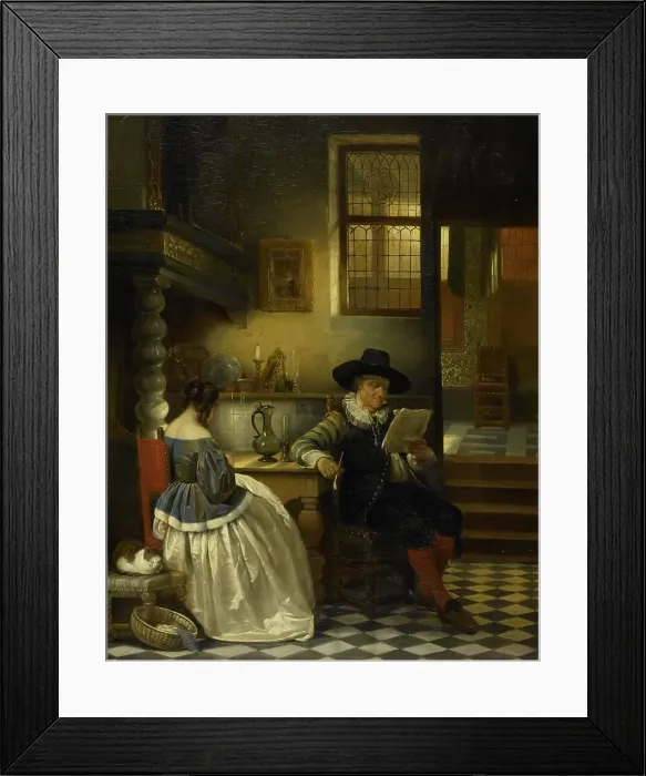 Framed Print : Seventeenth-century Interior, 1838. Creator: Jan August Hendrik Leys Framed Print : Seventeenth-century Interior, 1838. Creator: Jan August Hendrik Leys