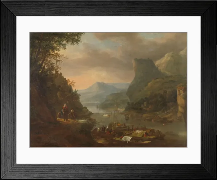 Framed Print : River view in a mountainous region, 1655-1685. Creator: Herman Saftleven the Younger Framed Print : River view in a mountainous region, 1655-1685. Creator: Herman Saftleven the Younger