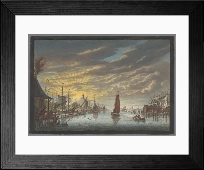 Framed Print : View of the old marina in Amsterdam, seen towards the Bolwerk Leeuwenburg or Blauwhoofd, 1753-1799. Creator: Simon Fokke Framed Print : View of the old marina in Amsterdam, seen towards the Bolwerk Leeuwenburg or Blauwhoofd, 1753-1799. Creator: Simon Fokke