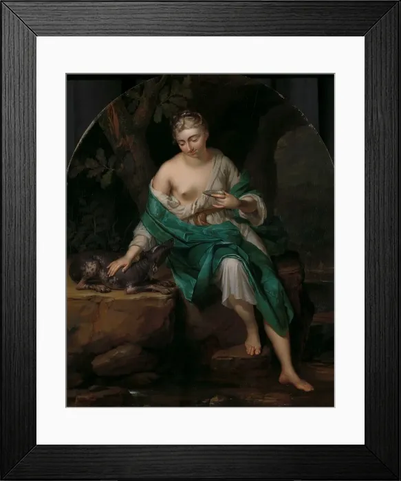 Framed Print : A Woman with a Dog, 1719. Creator: Herman van der Myn Framed Print : A Woman with a Dog, 1719. Creator: Herman van der Myn