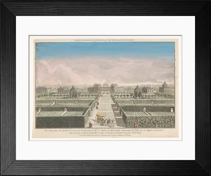 Framed Print : View of the Garden of the Buitenhuis of the Countess of Bestoucheff in the vicinity... 1735-1805. Creator: Unknown Framed Print : View of the Garden of the Buitenhuis of the Countess of Bestoucheff in the vicinity... 1735-1805. Creator: Unknown