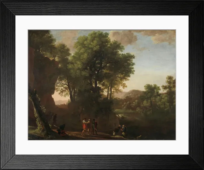 Framed Print : Landscape with the baptism of the eunuch, 1630-1639. Creator: Herman van Swanevelt