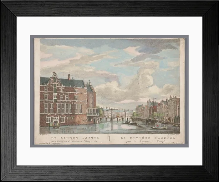 Framed Print : View of the Halvemans Bridge over the Amstel in Amsterdam, 1753-1799. Creator: Pierre Fouquet Framed Print : View of the Halvemans Bridge over the Amstel in Amsterdam, 1753-1799. Creator: Pierre Fouquet