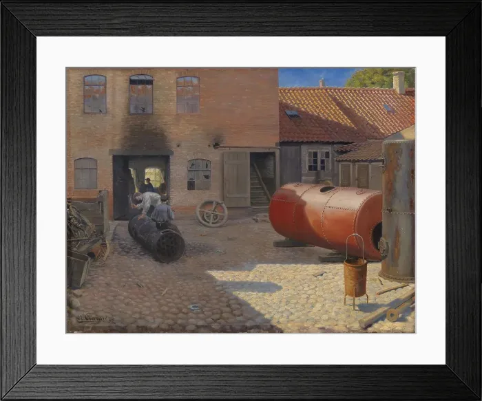 Framed Print : Factory courtyard in a provincial town, 1892. Creator: Gustav Adolf Clemens Framed Print : Factory courtyard in a provincial town, 1892. Creator: Gustav Adolf Clemens