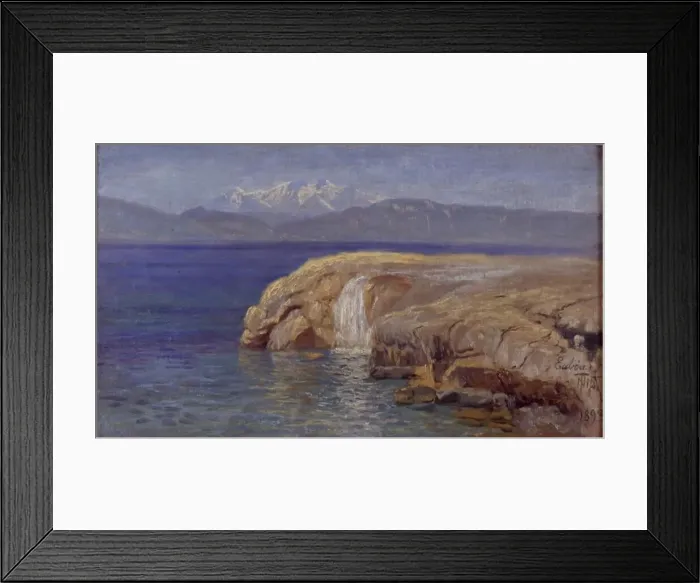 Framed Print : Rocky coast with waterfalls on Euboa, 1893. Creator: Thorvald Niss Framed Print : Rocky coast with waterfalls on Euboa, 1893. Creator: Thorvald Niss