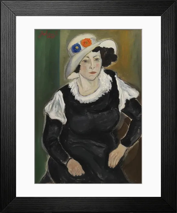 Framed Print : A Lady Wearing a Hat; The Artist's Wife, Dagny Marie Christensen, née Nielsen, 1935. Creator: John Christensen Framed Print : A Lady Wearing a Hat; The Artist's Wife, Dagny Marie Christensen, née Nielsen, 1935. Creator: John Christensen