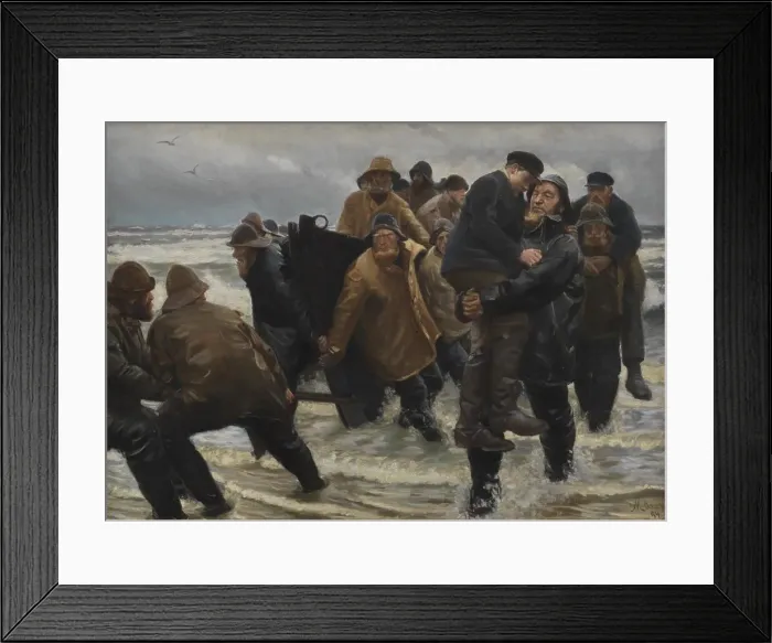 Framed Print : A Crew Rescued, 1894. Creator: Michael Peter Ancher Framed Print : A Crew Rescued, 1894. Creator: Michael Peter Ancher