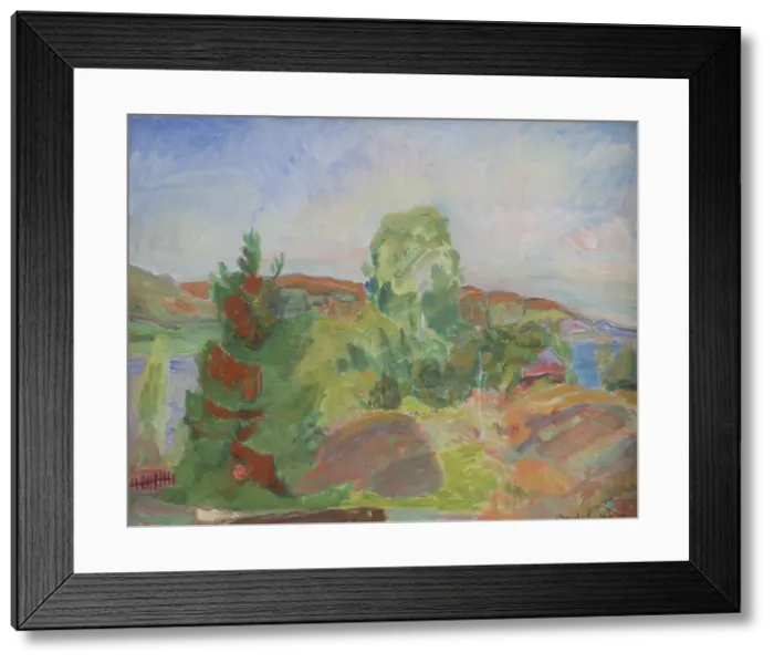 Framed Print : Midsummer. Landscape, 1935. Creator: Thorvald Erichsen Framed Print : Midsummer. Landscape, 1935. Creator: Thorvald Erichsen