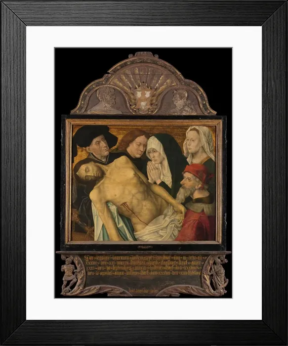 Framed Print : Central panel of a Memorial Triptych, formerly called the Gertz Memorial Triptych, with the Lamentat Creator: Hugo van der Goes (copy after) Framed Print : Central panel of a Memorial Triptych, formerly called the Gertz Memorial Triptych, with the Lamentat Creator: Hugo van der Goes (copy after)