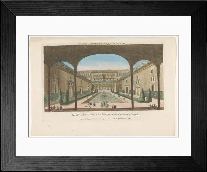 Framed Print : View of a courtyard with fountains of the Alhambra in Granada, 1735-1805. Creator: Unknown Framed Print : View of a courtyard with fountains of the Alhambra in Granada, 1735-1805. Creator: Unknown