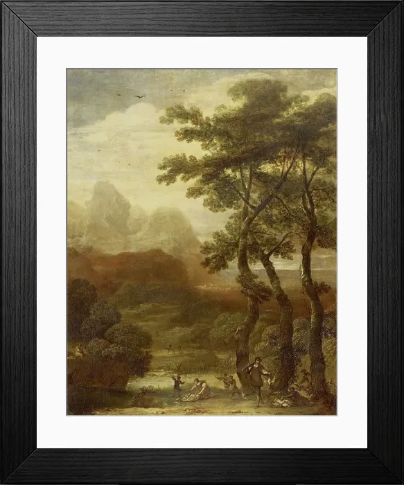 Framed Print : Landscape with Hunters, 1640-1685. Creator: Ignacio de Iriarte Framed Print : Landscape with Hunters, 1640-1685. Creator: Ignacio de Iriarte