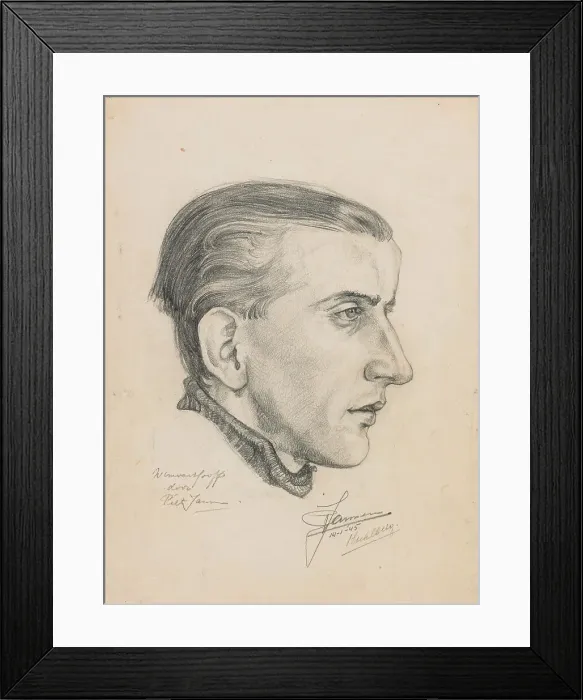 Framed Print : Portrait of Wim van Hooff, 1944-1945. Creator: Piet Jansen