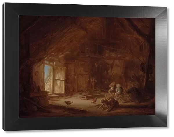 Interior of a Stable with three Children, 1642. Creator: Isaac van Ostade