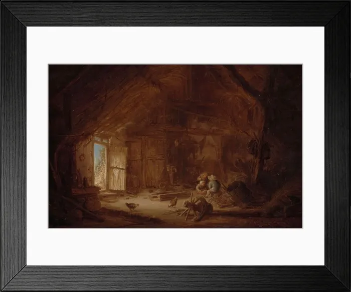 Framed Print : Interior of a Stable with three Children, 1642. Creator: Isaac van Ostade Framed Print : Interior of a Stable with three Children, 1642. Creator: Isaac van Ostade