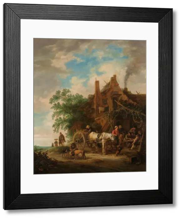Framed Print : Country inn with horse and wagon, 1640-1649. Creator: Isaac van Ostade Framed Print : Country inn with horse and wagon, 1640-1649. Creator: Isaac van Ostade