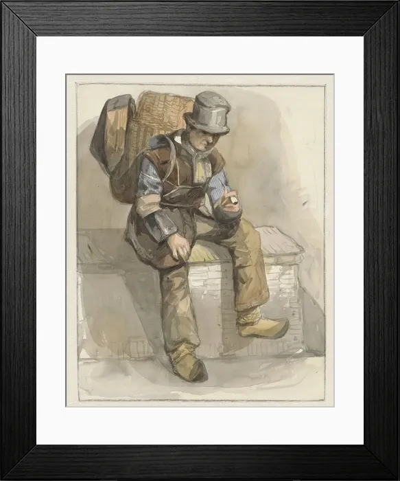 Framed Print : Seated peddler, 1834-1862. Creator: Pieter Marinus van de Laar Framed Print : Seated peddler, 1834-1862. Creator: Pieter Marinus van de Laar