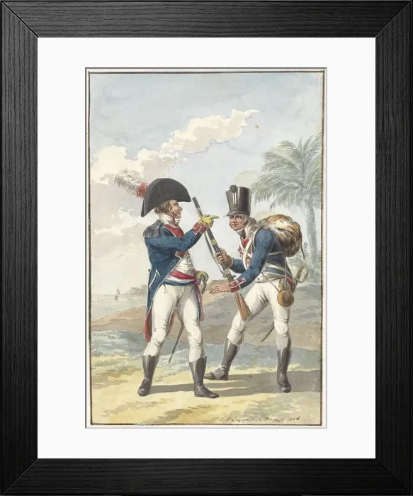 Framed Print : Batavian Colonial Infantry of the Cape of Good Hope, 1806. Creator: Jan Antony Langendijk Framed Print : Batavian Colonial Infantry of the Cape of Good Hope, 1806. Creator: Jan Antony Langendijk