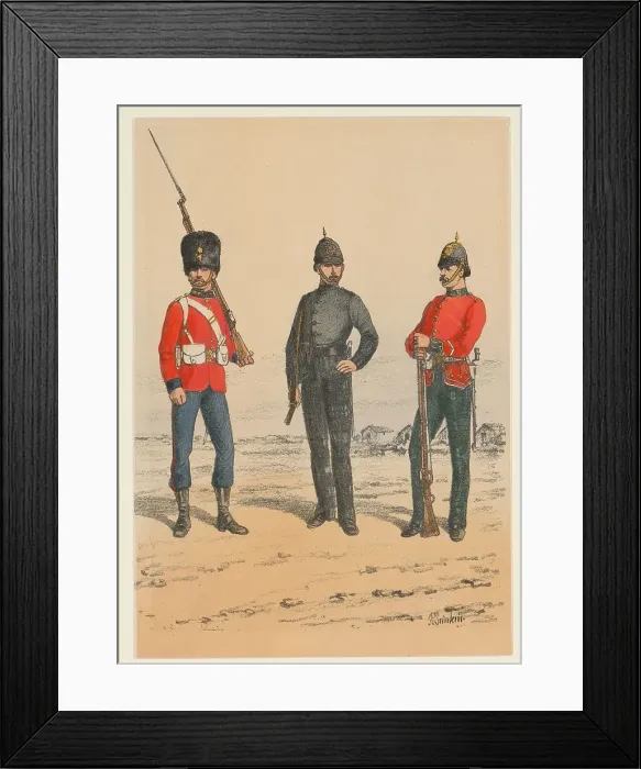 Framed Print : Three British soldiers, 1875-1925. Creator: Richard Simkin Framed Print : Three British soldiers, 1875-1925. Creator: Richard Simkin
