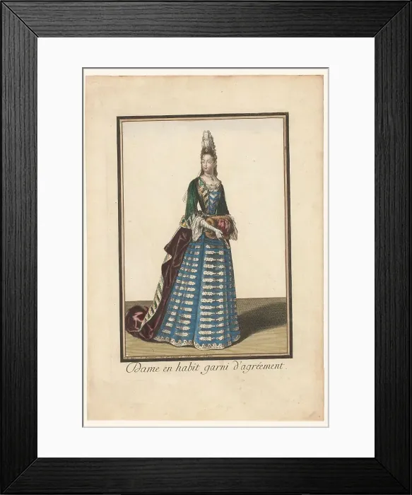 Framed Print : Lady in a dress trimmed with embellishment, c.1685-c.1690. Creator: Unknown Framed Print : Lady in a dress trimmed with embellishment, c.1685-c.1690. Creator: Unknown