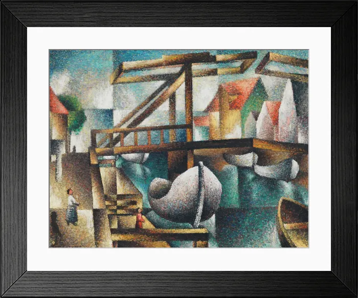 Framed Print : The bridge in Rügenwaldermuende, 1925. Creator: Segal, Arthur (1875-1944) Framed Print : The bridge in Rügenwaldermuende, 1925. Creator: Segal, Arthur (1875-1944)