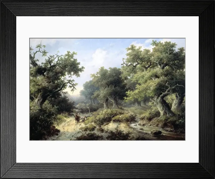 Framed Print : Forest landscape with travellers, 1849. Creator: Jacobus Johannes Cremer Framed Print : Forest landscape with travellers, 1849. Creator: Jacobus Johannes Cremer