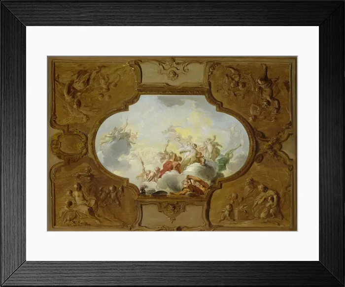 Framed Print : Design for a ceiling painting with the Apotheosis of Aeneas, in the corners the Four Seasons, c.1720 Creator: Jacob de Wit Framed Print : Design for a ceiling painting with the Apotheosis of Aeneas, in the corners the Four Seasons, c.1720 Creator: Jacob de Wit