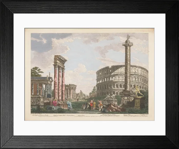 Framed Print : View of the ruins of the temple of Jupiter Stator, the amphitheater of Statilius Taurus... 1753. Creator: John Miller Framed Print : View of the ruins of the temple of Jupiter Stator, the amphitheater of Statilius Taurus... 1753. Creator: John Miller