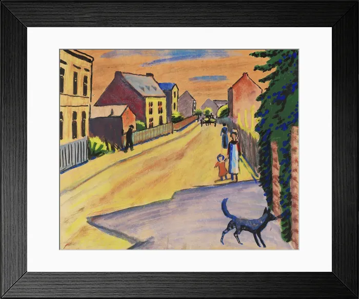 Framed Print : Sunny street with a dog, 1911. Creator: Macke, August (1887-1914)