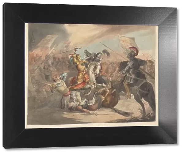 Battle with knights, 1842-1850. Creator: Roeland Christiaan Korthals