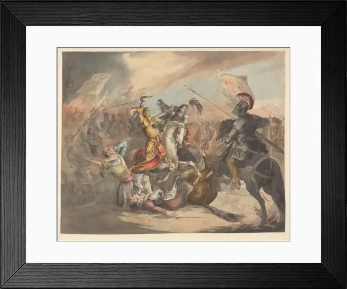Framed Print : Battle with knights, 1842-1850. Creator: Roeland Christiaan Korthals Framed Print : Battle with knights, 1842-1850. Creator: Roeland Christiaan Korthals