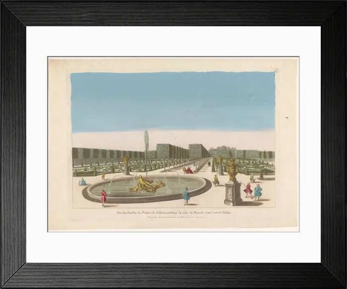 Framed Print : View of the fountain of the garden of the Palais Schwarzenberg in the vicinity... 1700-1799. Creator: Anon Framed Print : View of the fountain of the garden of the Palais Schwarzenberg in the vicinity... 1700-1799. Creator: Anon