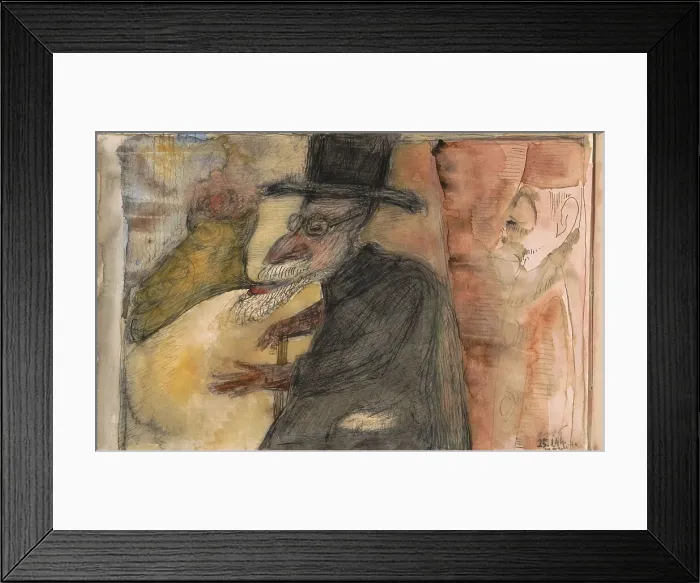 Framed Print : Man with a beard, walking stick and top hat, in profile to the left, 1944. Creator: Samuel Jessurun de Mesquita Framed Print : Man with a beard, walking stick and top hat, in profile to the left, 1944. Creator: Samuel Jessurun de Mesquita