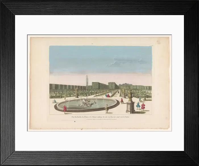 Framed Print : View of the fountain of the garden of the Palais Schwarzenberg in the vicinity... 1700-1799. Creator: Anon Framed Print : View of the fountain of the garden of the Palais Schwarzenberg in the vicinity... 1700-1799. Creator: Anon