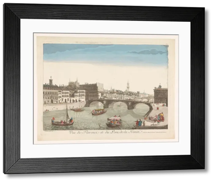 Framed Print : View of the Ponte Santa Trinita over the river Arno in Florence, 1761. Creator: Anon Framed Print : View of the Ponte Santa Trinita over the river Arno in Florence, 1761. Creator: Anon
