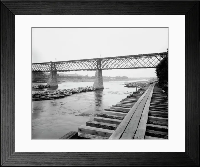 Framed Print : Eau Claire from the railroad bridge, between 1880 and 1899. Creator: Unknown Framed Print : Eau Claire from the railroad bridge, between 1880 and 1899. Creator: Unknown