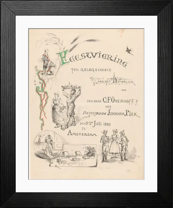 Framed Print : Announcement of wedding party, 1890. Creator: Theo van Hoytema Framed Print : Announcement of wedding party, 1890. Creator: Theo van Hoytema
