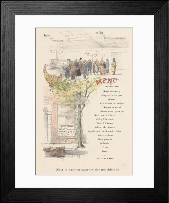 Framed Print : Menu card for the Leidsche Spaarbank, 1889 or earlier. Creator: Theo van Hoytema Framed Print : Menu card for the Leidsche Spaarbank, 1889 or earlier. Creator: Theo van Hoytema