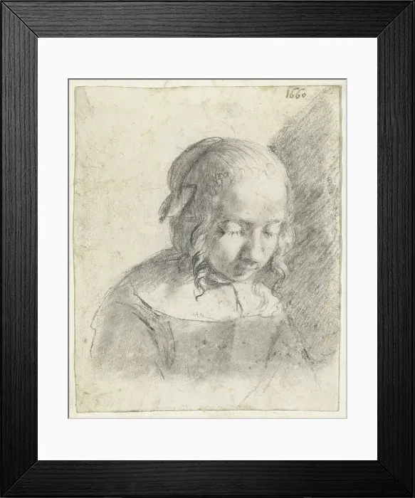 Framed Print : Head of a girl, 1660. Creator: Moses ter Borch Framed Print : Head of a girl, 1660. Creator: Moses ter Borch