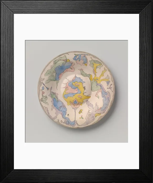 Framed Print : Dish with raised mirror, polychrome painted with watercolour, c.1920-c.1922. Creator: Plateelbakkerij Zuid-Holland Framed Print : Dish with raised mirror, polychrome painted with watercolour, c.1920-c.1922. Creator: Plateelbakkerij Zuid-Holland