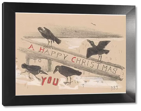 Christmas card with four crows, 1878-1917. Creator: Theo van Hoytema