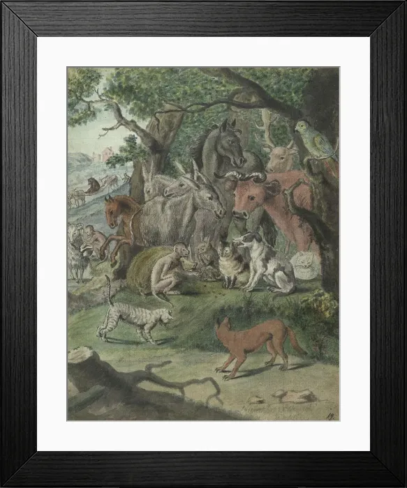Framed Print : Animals playing dice, 1770-1808. Creator: Jan Brandes Framed Print : Animals playing dice, 1770-1808. Creator: Jan Brandes